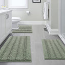 PrimeBeau 3 Piece Thick Striped Bathroom Rugs Set Non Slip Absorbent Soft Bath Mat (17''x24''+20''x32''+20''x24'' U-Shaped)