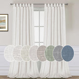 PrimeBeau Natural Linen Mix Tab Top Sheer Curtains (Set of 2) 52 Series