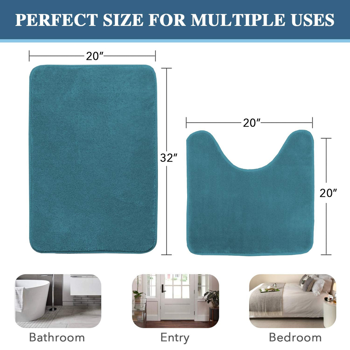 PrimeBeau Luxurious Memory Foam Bath Mat, Flannel Velvety Bath Mat Luxury Extra Soft and Absorbent Non Slip Rugs(Set of 2)