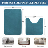 PrimeBeau Luxurious Memory Foam Bath Mat, Flannel Velvety Bath Mat Luxury Extra Soft and Absorbent Non Slip Rugs(Set of 2)