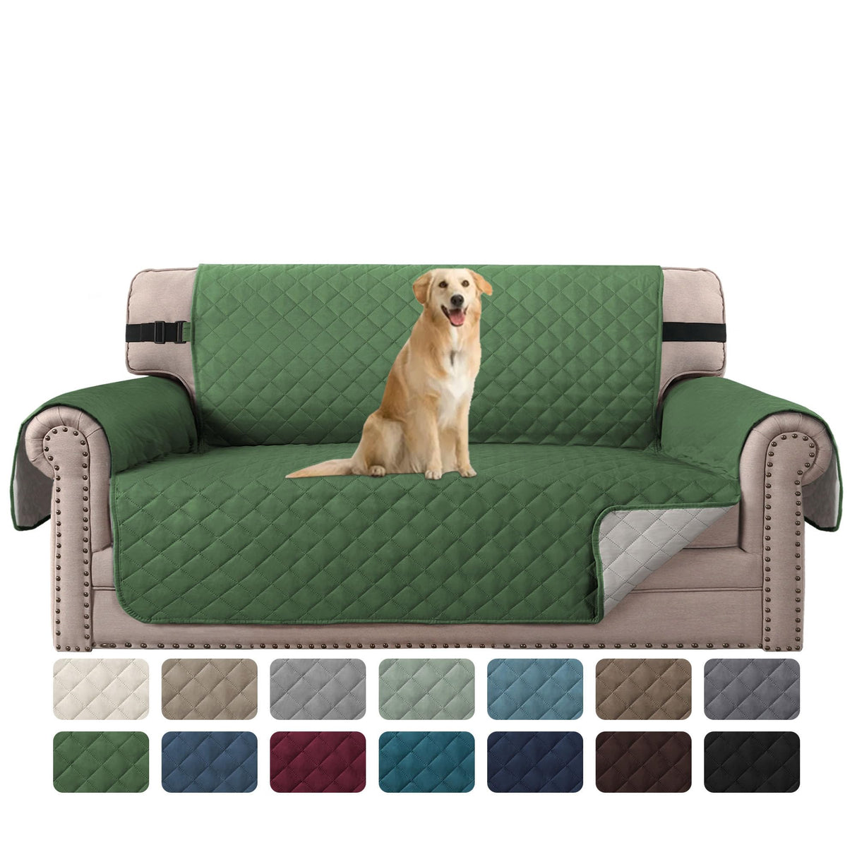 PrimeBeau Loveseat Slipcover Reversible Loveseat Cover Seat , Water Resistant Couch Cover with Elastic Strap Quilted Furniture Protector for Pets(Loveseat & Oversize Loveseat)