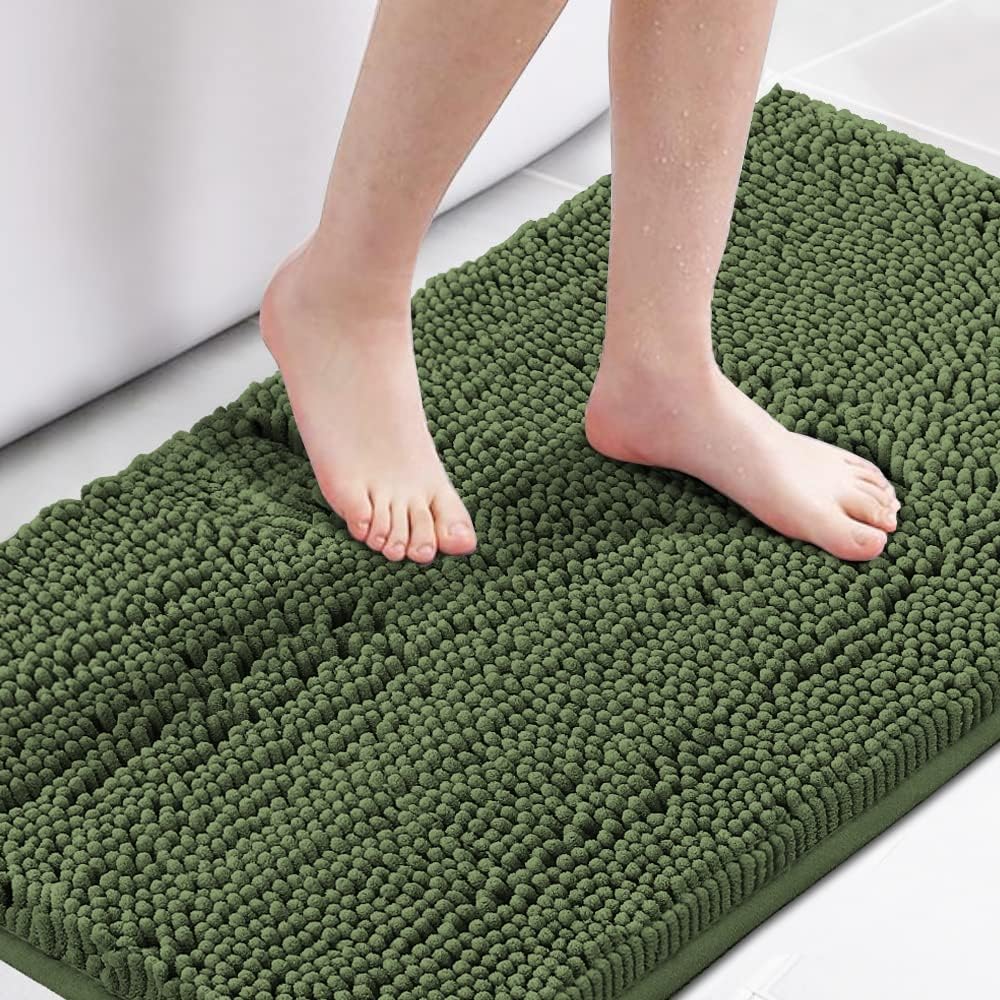 H.Versailtex 1 Piece Bath Mat Non Slip Chenille Bath Mats for Bathroom