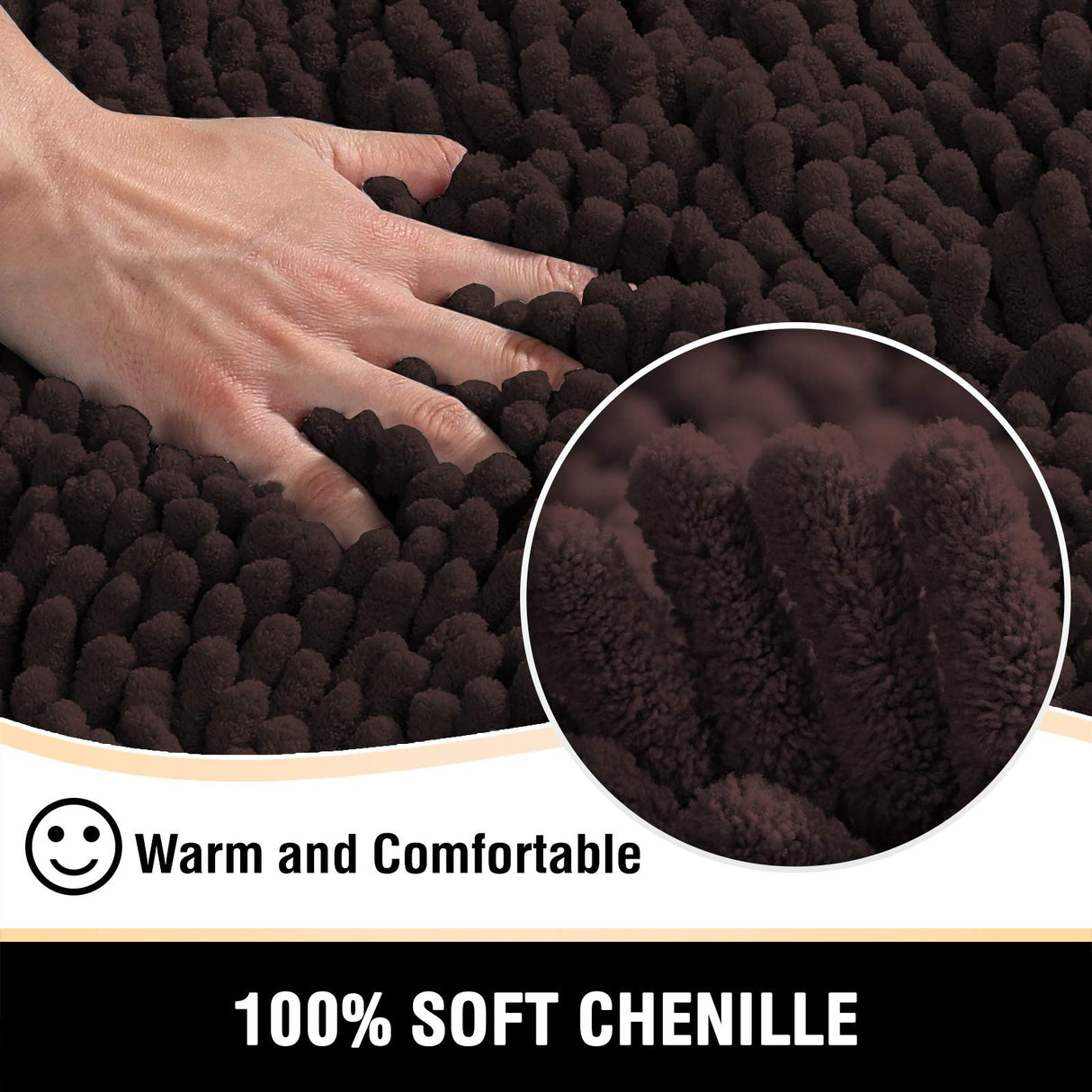 PrimeBeau Luxury Chenille U Shaped Bathroom Rug -Absorbent,Washable,Dry Fast Area Carpet Mats 1 Piece