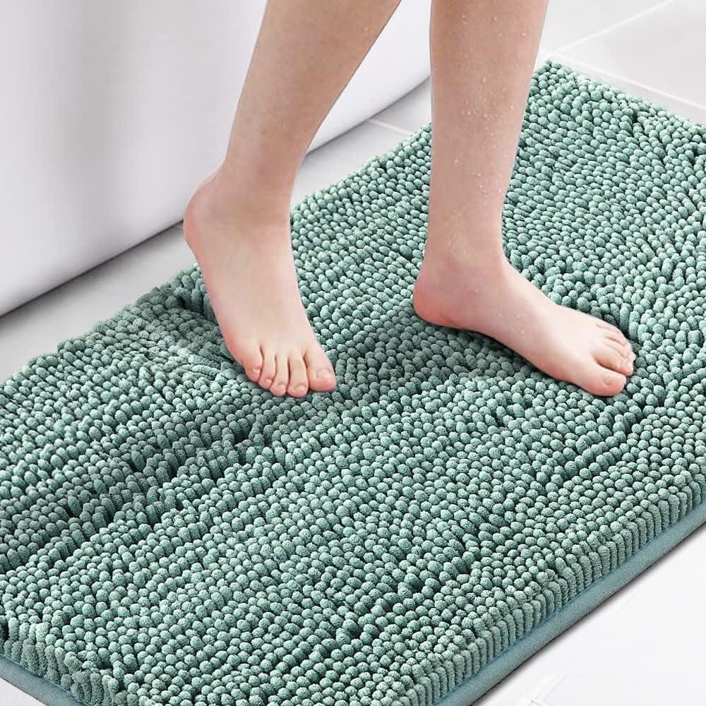 H.Versailtex 1 Piece Bath Mat Non Slip Chenille Bath Mats for Bathroom