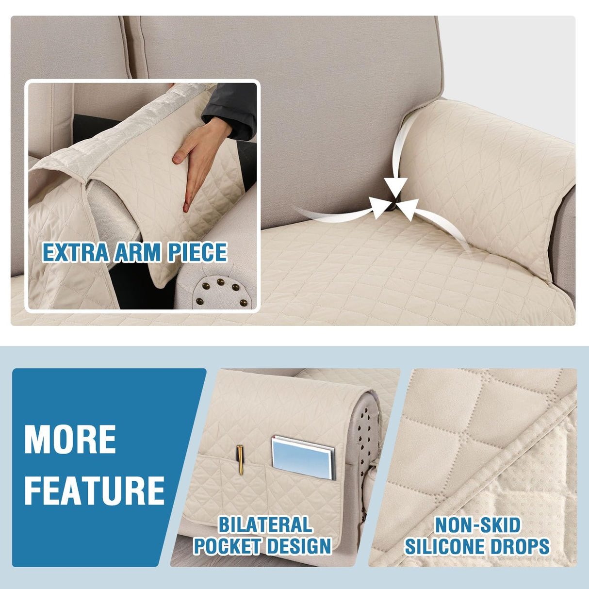 PrimeBeau 2 Piece L Shaped Couch Covers for Sectional Loveseat Couch Cover with Chaise Lounge 100% Waterproof Furniture Covers for Pets