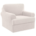 PrimeBeau 2 Pieces Chair Covers for Armchair &Oversize Armchair  Covers for Living Room Furniture Cover Suit for T Cushion/Box Cushion, Spandex Jacquard Fabric Small Checks