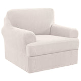 PrimeBeau 2 Pieces Chair Covers for Armchair &Oversize Armchair  Covers for Living Room Furniture Cover Suit for T Cushion/Box Cushion, Spandex Jacquard Fabric Small Checks