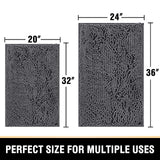 PrimeBeau Luxury Chenille U Shaped Bathroom Rug Sets -Absorbent,Washable,Dry Fast Area Carpet Mats 2 Pieces