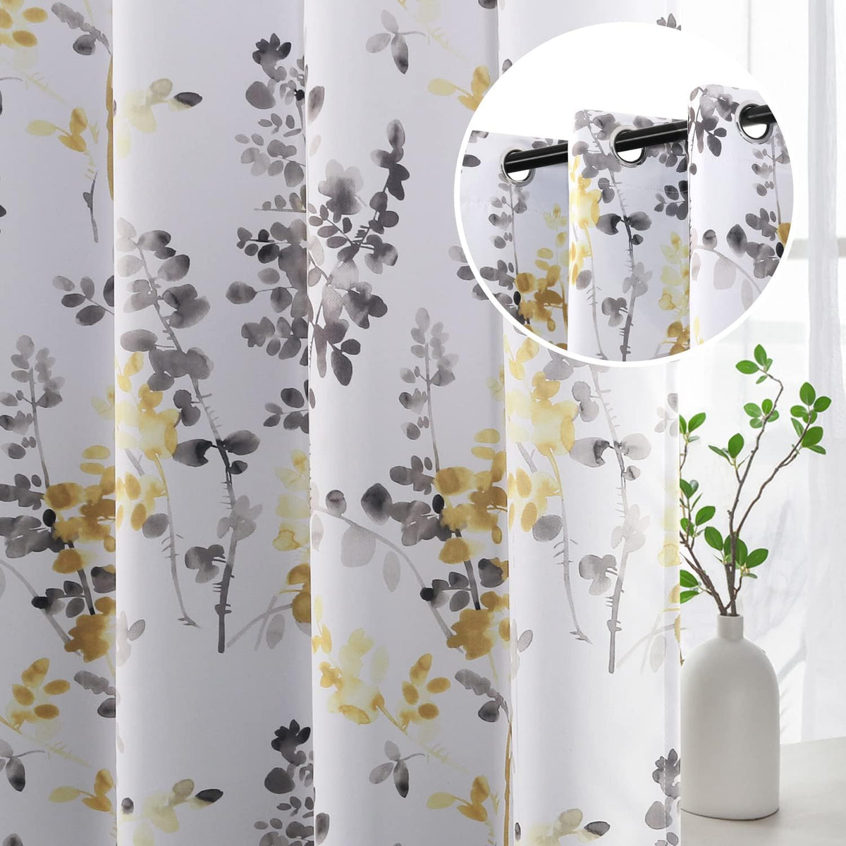 H.Versailtex 2 Panels Vintage Classical Floral Printing Room Darkening Thermal Curtains