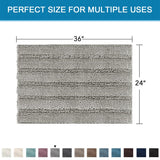 PrimeBeau Luxury Chenille Striped Bath Mats Set | Ultra Thick & Absorbent Non Slip Rugs 24“ x 36"