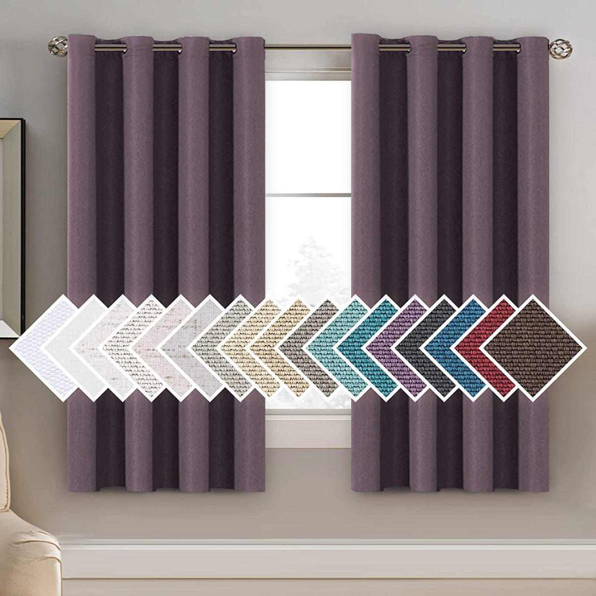 PrimeBeau Faux Linen Room Darkening Blackout Curtain Sold by 1 Panel, Short