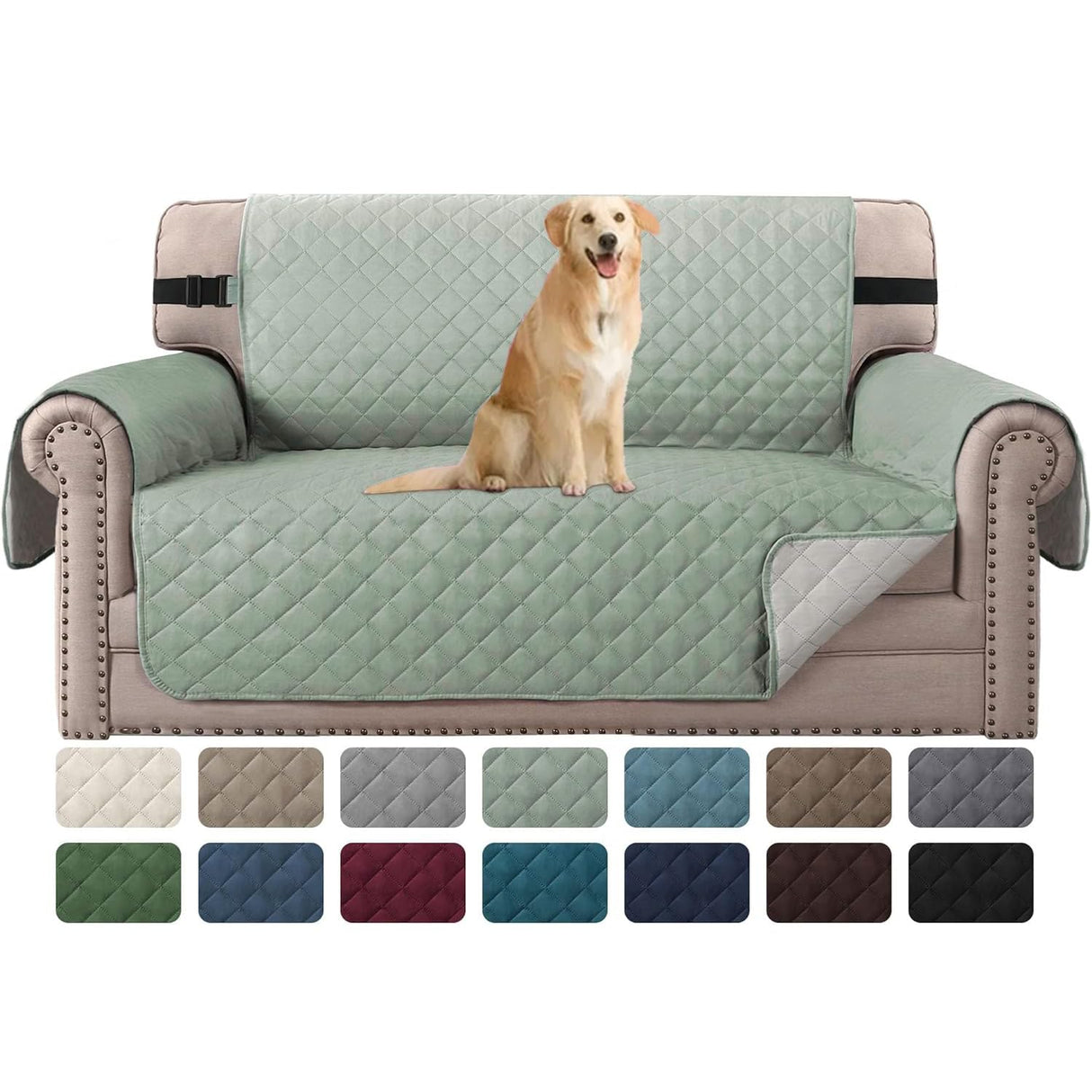 PrimeBeau Loveseat Slipcover Reversible Loveseat Cover Seat , Water Resistant Couch Cover with Elastic Strap Quilted Furniture Protector for Pets(Loveseat & Oversize Loveseat)