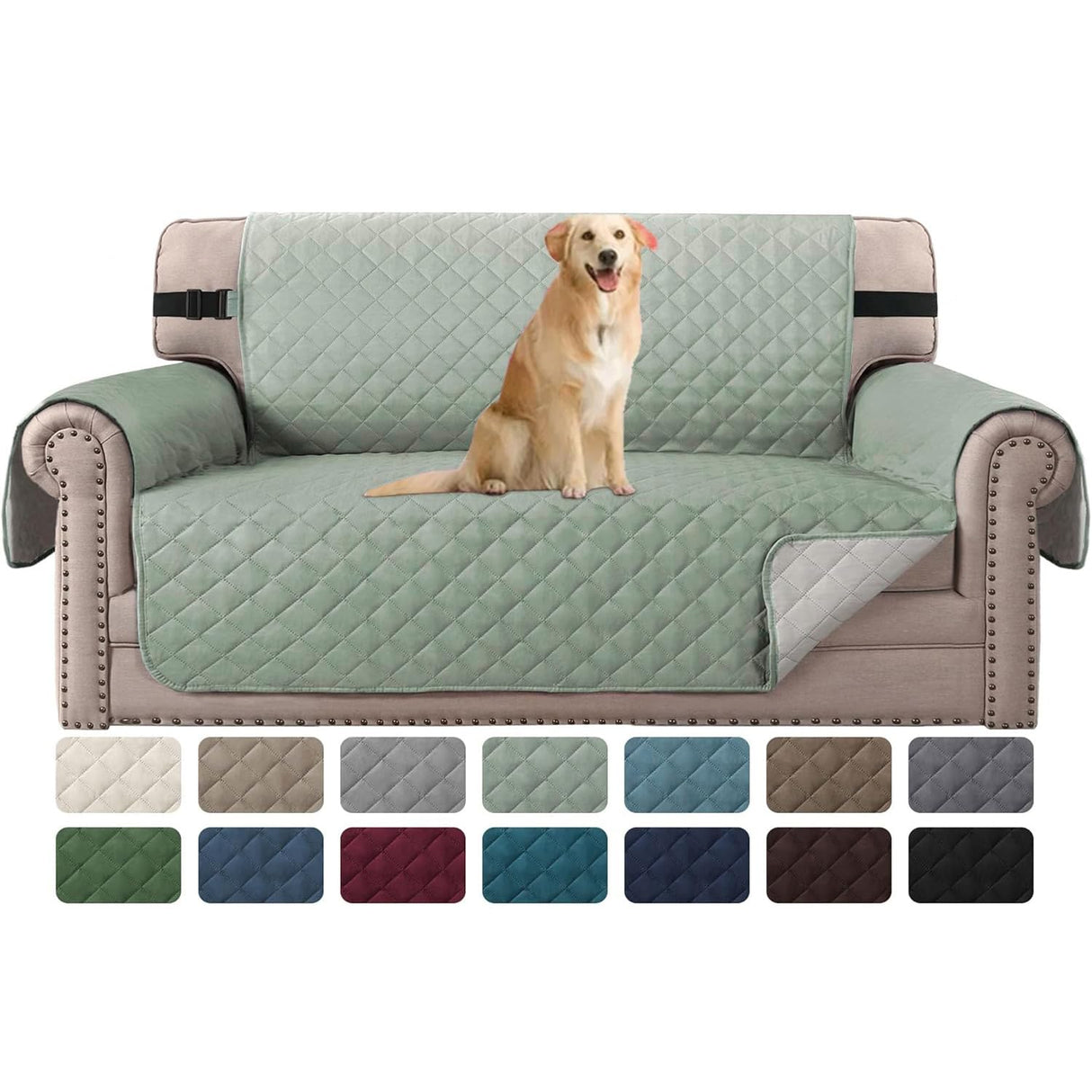 PrimeBeau Loveseat Slipcover Reversible Loveseat Cover Seat , Water Resistant Couch Cover with Elastic Strap Quilted Furniture Protector for Pets(Loveseat & Oversize Loveseat)