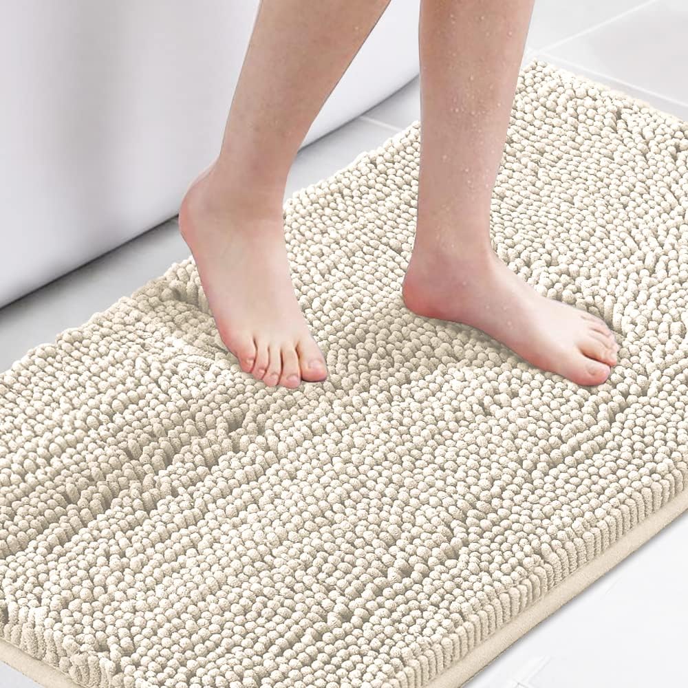 H.Versailtex 1 Piece Bath Mat Non Slip Chenille Bath Mats for Bathroom
