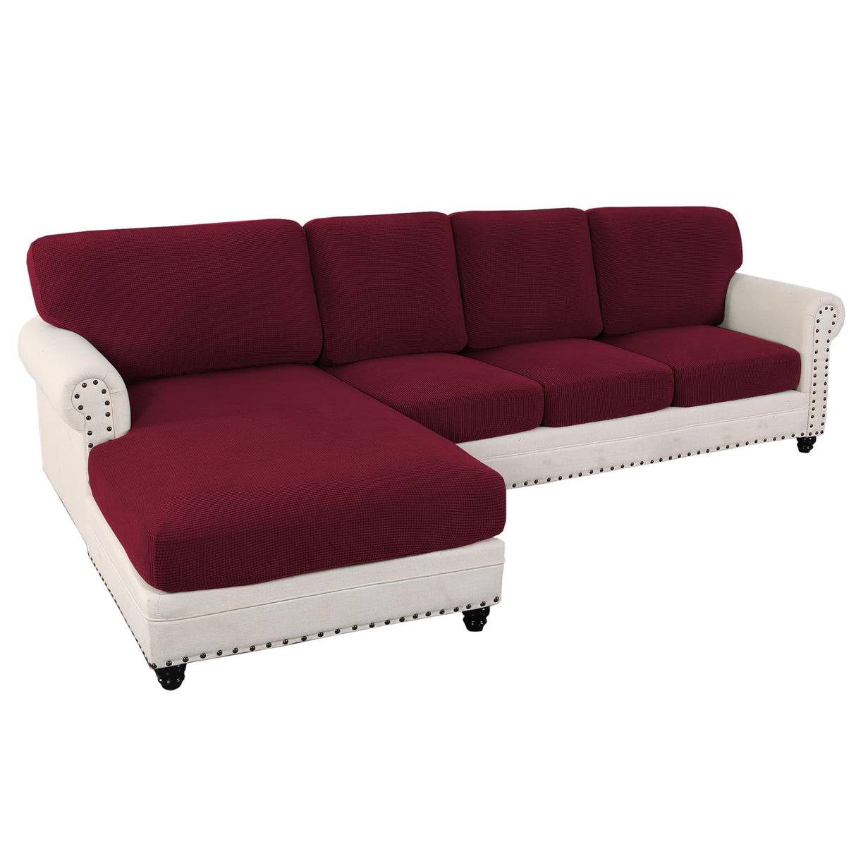 PrimeBeau 2024 New Sectional Couch Covers 8 Pieces Stretch Sofa Covers for Sectional Sofa Set Separate L Shaped Couch Cover for Both Left/Right Couch (Seat and Back: 1 Chaise for Sofa)