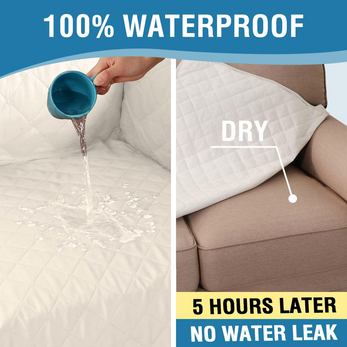 PrimeBeau 100% Waterproof Sectional Couch Covers 2-Piece Couch Cover L Shape Sofa Covers Washable for Dogs Non Slip (Loveseat）