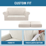 PrimeBeau Thicker Jacquard Fabric 3 Pieces Loveseat & Oversize Loveseat Covers for 2 Cushion Sofa Couch Slipcovers (Base Cover Plus 2 Seat Cushion Covers)