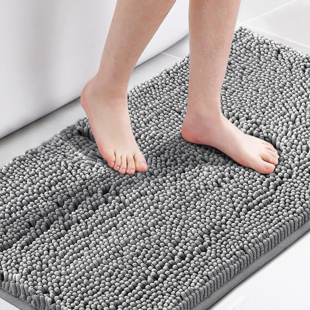 H.Versailtex 1 Piece Bath Mat Non Slip Chenille Bath Mats for Bathroom