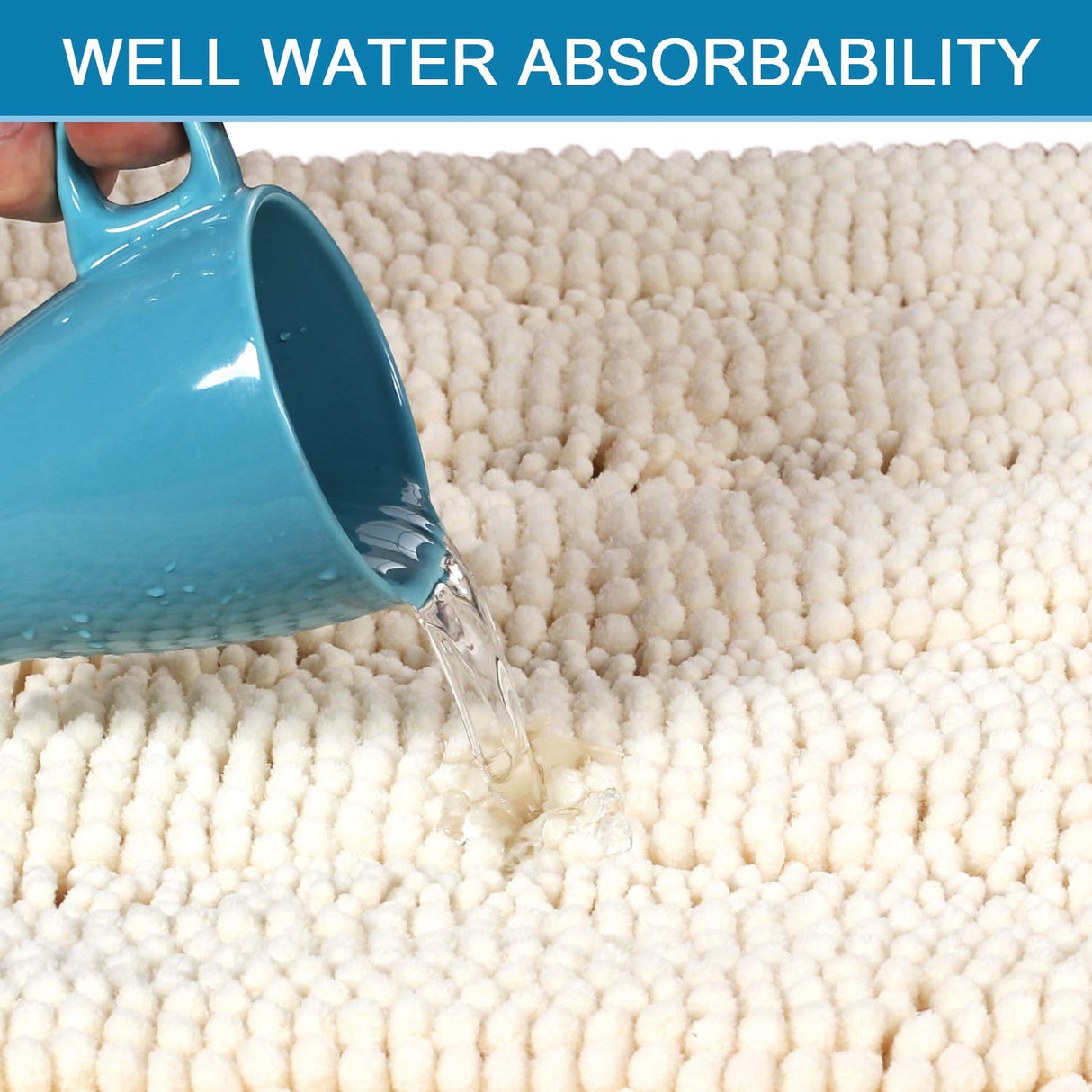 PrimeBeau Luxury Chenille Striped Bath Mats Set | Ultra Thick & Absorbent Non Slip Rugs 47“ x 17"
