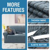 H.VERSAILTEX 2024 Newest Jacquard Couch Covers for 3 Cushion Couch 1 Piece Stretch Sofa Covers Furniture Protector Anti-Slip Soft Thickened Dogs Slipcovers Washable Spiral Pattern(Sofa, Stone Blue)