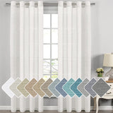 PrimeBeau Faux Linen Grommet Sheer Curtains - Set of 2 Panels 52 Series Long