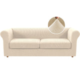 PrimeBeau 3 Pieces Chesterfield Loveseat & Oversized Loveseat Covers Stretch Slip Covers, Mid Century Deep Seat Couch Cover Fit Width Up to 70"-88", Thicker Jacquard Fabric (1 base cover and 2 individual cushion covers)