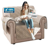 PrimeBeau 100% Waterproof Armchair Covers Washable,Thick Soft Couch Cover for Dogs with Elastic Straps (Armchair, Diamond Shape)