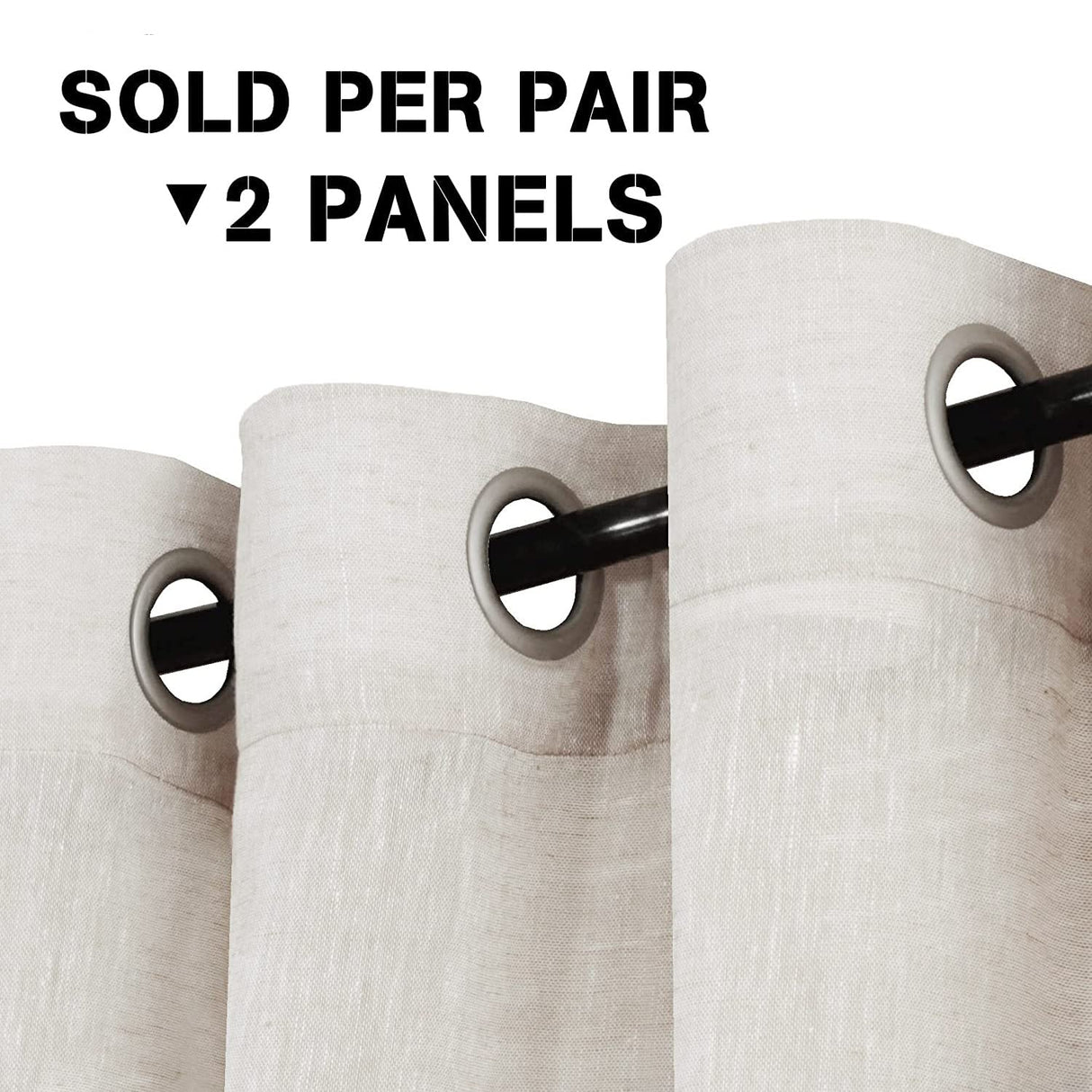 PrimeBeau Faux Linen Grommet Sheer Curtains - Set of 2 Panels 52 Series Long