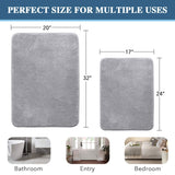 PrimeBeau Luxurious Memory Foam Bath Mat, Flannel Velvety Bath Mat Luxury Extra Soft and Absorbent Non Slip Rugs(Set of 2)