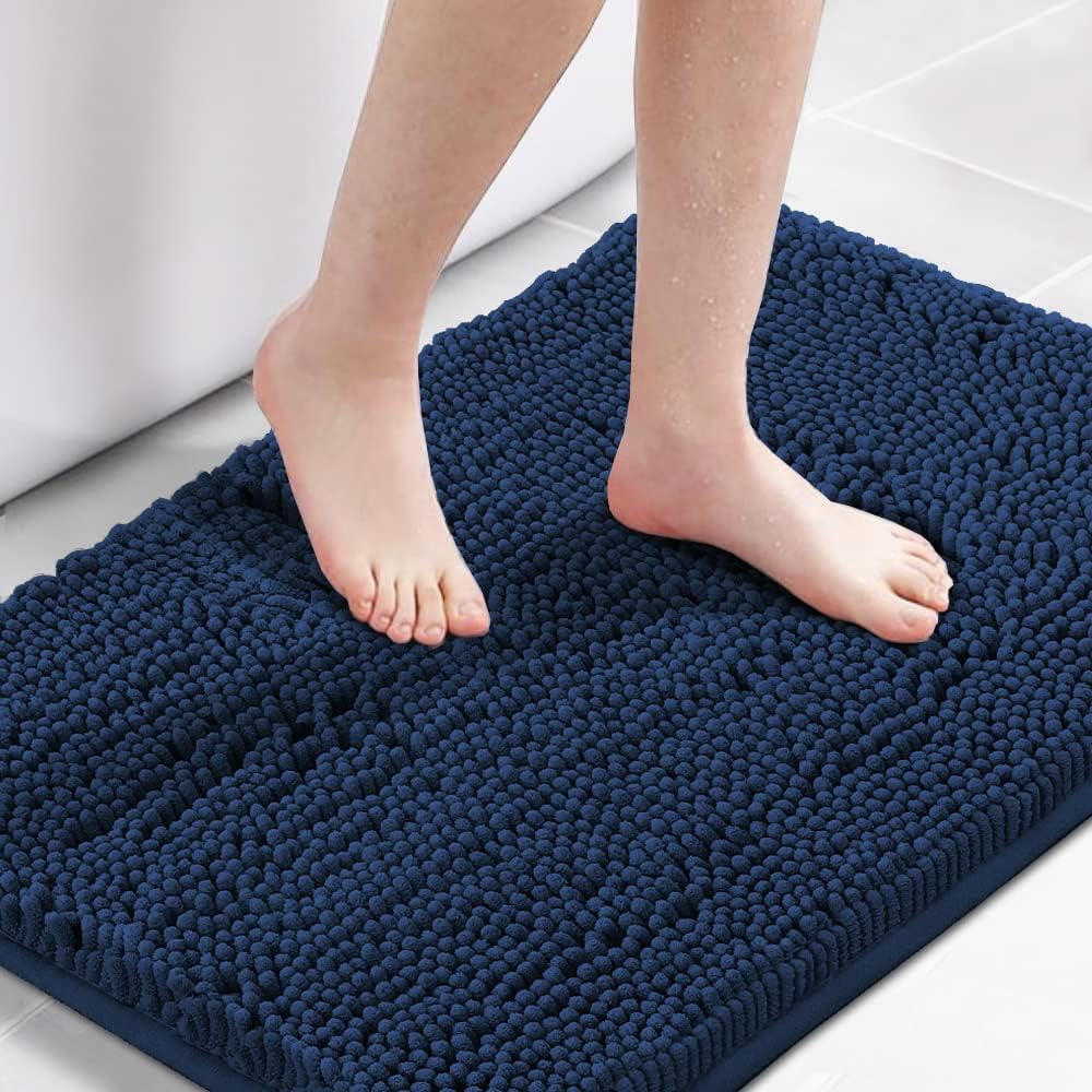 H.Versailtex 1 Piece Bath Mat Non Slip Chenille Bath Mats for Bathroom
