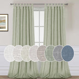 PrimeBeau Natural Linen Mix Tab Top Sheer Curtains (Set of 2) 52 Series