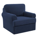 PrimeBeau 2 Pieces Chair Covers for Armchair &Oversize Armchair  Covers for Living Room Furniture Cover Suit for T Cushion/Box Cushion, Spandex Jacquard Fabric Small Checks