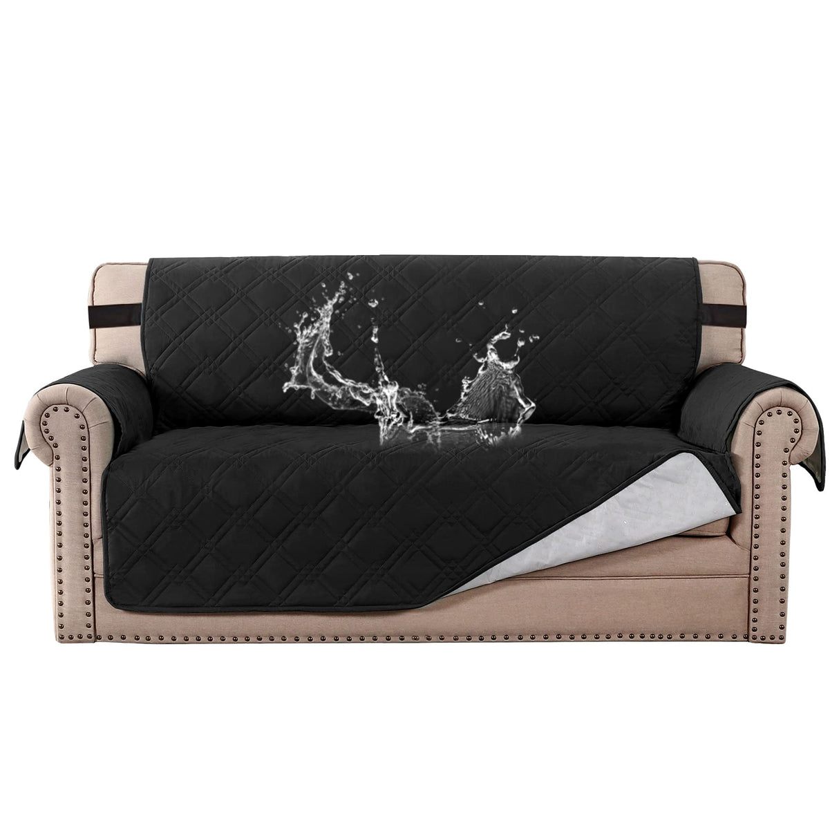 PrimeBeau 100% Waterproof Loveseat Cover Protector Couch Covers for Dogs/Pets | Sofa Slipcover for 2 Cushion Couch with Non Slip Backing and Adjustable Strap (Seat Width 46")