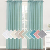H.Versailtex Natural Linen Blended Curtains 63 Inches Length 2 Panels Textured Woven Linen Sheer Curtain Drapes for Living Room/Bedroom Light Filtering Rod Pocket Casual Draperies - Linen