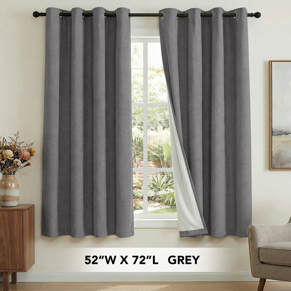 H.Versailtex Premium 100% Blackout Curtains Thermal Insulated White Liner Grommet Top Sold by 2 Panel