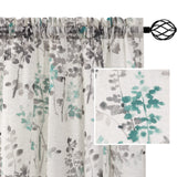 PrimeBeau Linen Sheer Rod Pocket Curtains Vintage Floral Printing, 2 Panels