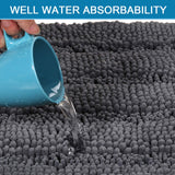 PrimeBeau Luxury Chenille Striped Bath Mats Set | Ultra Thick & Absorbent Non Slip Rugs 20“ x 32"