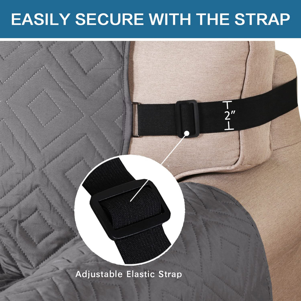 PrimeBeau Reversible Armchair Protector Slipcover Water Resistant Anti-Slip Couch Cover with Elastic Straps, Pets Protection, Stylish Decor, Easy Care
