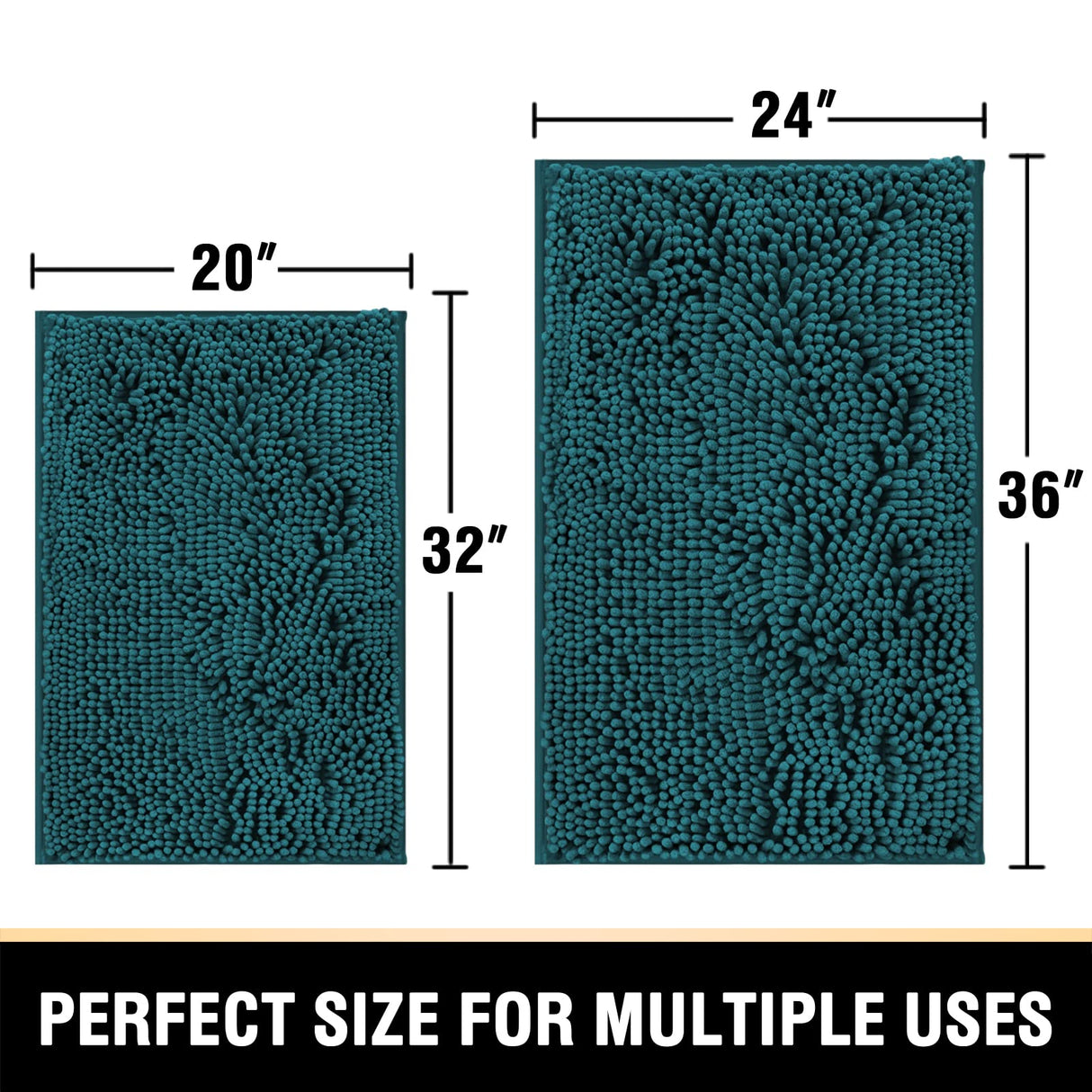 PrimeBeau Luxury Chenille U Shaped Bathroom Rug Sets -Absorbent,Washable,Dry Fast Area Carpet Mats 2 Pieces