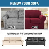 H.VERSAILTEX 4 Piece Stretch Sofa Covers for 3 Cushion Couch Covers for Living Room Furniture Slipcovers (Base Cover Plus 3 Seat Cushion Covers) Upgraded Thicker Jacquard Fabric (Sofa, Burgundy)