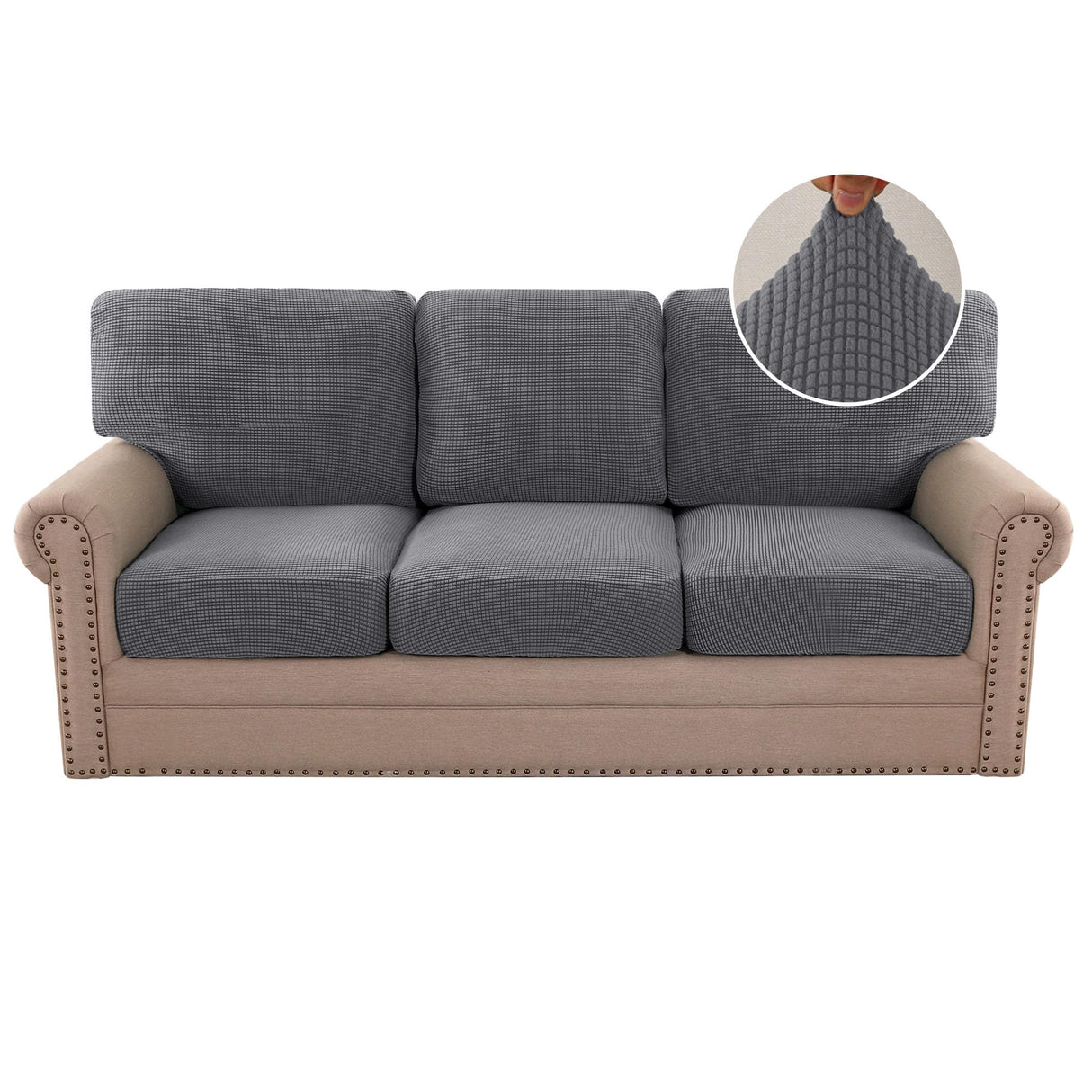 PrimeBeau 2024 New Trend Multi-Pieces Sofa Covers Stretch Couch Covers Form Fitted Seats and Back Cushions Covers (3 Seat Covers Plus 3 Back Cusion Covers, Bonus 2 Armrest Covers)