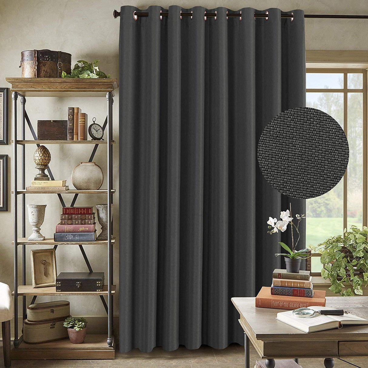 PrimeBeau Faux Linen Room Darkening/Room Dividing Curtain Draper Extra Wide & Long