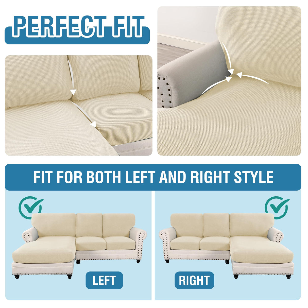 PrimeBeau 2024 New Sectional Couch Covers 6 Pieces Stretch Sofa Cover for Sectional Sofa Set Separate L Shaped Couch Cover for Both Left/Right Couch (Seat and Back: 1 Chaise for Loveseat)