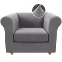PrimeBeau 2 Pieces Chesterfield Armchair Covers Stretch Slip Covers, Mid Century Deep Seat Couch Cover Fit Width Up to 47 Inch, Thicker Jacquard Fabric (Including 1 base cover and 1 individual cushion cover)