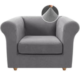 PrimeBeau 2 Pieces Chesterfield Armchair Covers Stretch Slip Covers, Mid Century Deep Seat Couch Cover Fit Width Up to 47 Inch, Thicker Jacquard Fabric (Including 1 base cover and 1 individual cushion cover)