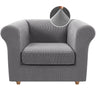 PrimeBeau 2 Pieces Chesterfield Armchair Covers Stretch Slip Covers, Mid Century Deep Seat Couch Cover Fit Width Up to 47 Inch, Thicker Jacquard Fabric (Including 1 base cover and 1 individual cushion cover)