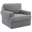 PrimeBeau 2 Pieces Chair Covers for Armchair &Oversize Armchair  Covers for Living Room Furniture Cover Suit for T Cushion/Box Cushion, Spandex Jacquard Fabric Small Checks