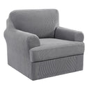 PrimeBeau 2 Pieces Chair Covers for Armchair &Oversize Armchair  Covers for Living Room Furniture Cover Suit for T Cushion/Box Cushion, Spandex Jacquard Fabric Small Checks