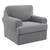 PrimeBeau 2 Pieces Chair Covers for Armchair &Oversize Armchair  Covers for Living Room Furniture Cover Suit for T Cushion/Box Cushion, Spandex Jacquard Fabric Small Checks