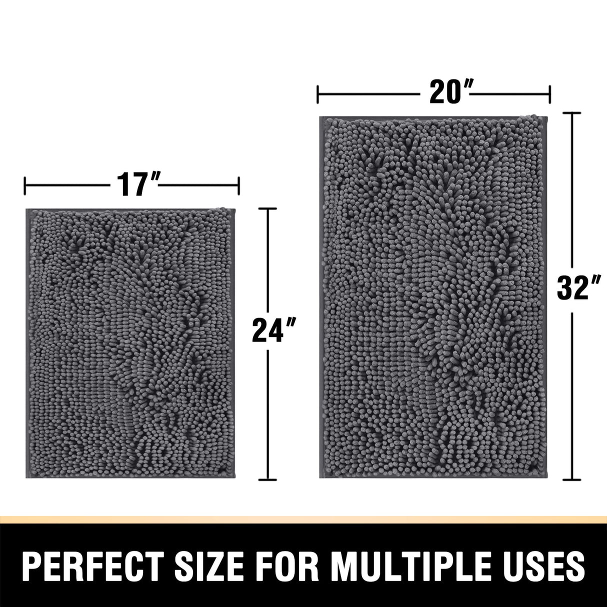 PrimeBeau Luxury Chenille U Shaped Bathroom Rug Sets -Absorbent,Washable,Dry Fast Area Carpet Mats 2 Pieces
